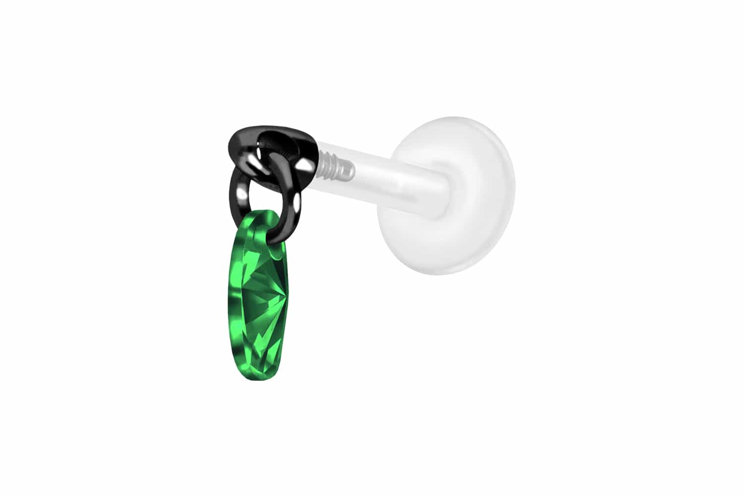 PTFE Labret Piercing mit Innengewinde + Titan-Aufsatz KRISTALLOVAL